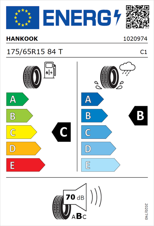 Tyre Label for Hankook Kinergy Eco 2 K435 175/65R15 84T