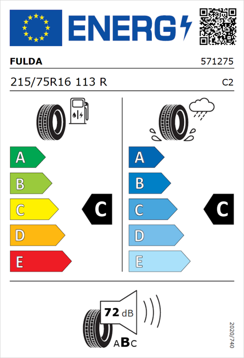 Tyre Label for Fulda Conveo Tour 2 215/75R16 113R