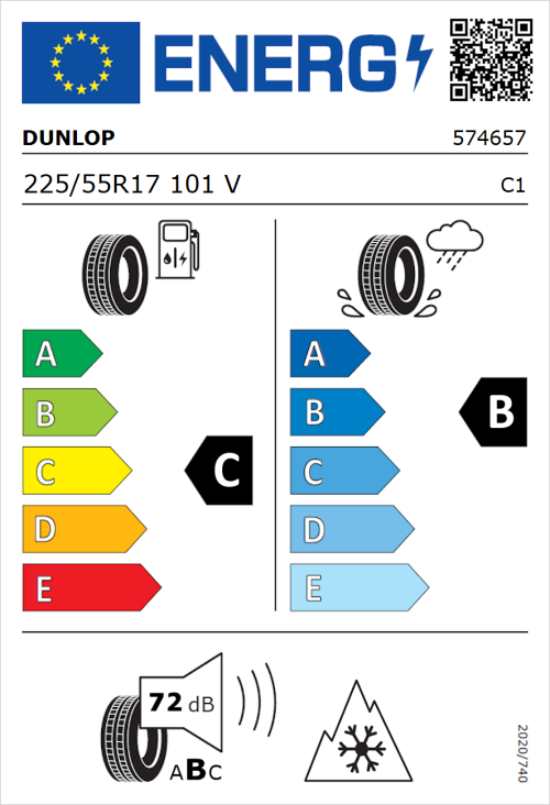 Tyre Label for Dunlop SP Winter Sport 5 225/55R17 101V
