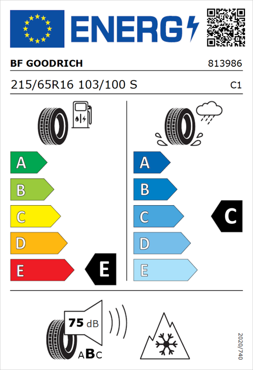 Tyre Label for BF Goodrich All-Terrain T/A KO3 215/65R16 103/100S